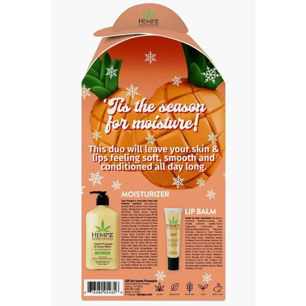 HEMPZ Sweet Pineapple Honey Melon Gift Set Limited Edition Body Lotion Lip Balm